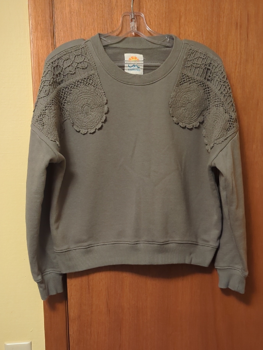 C&C California Olive Green Knit Top with Ribbed Neckline